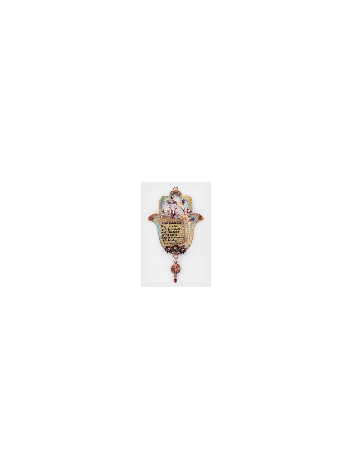 Beautiful Nature Inspired Copper Hamsa With Englis , Jewish Wedding Gi