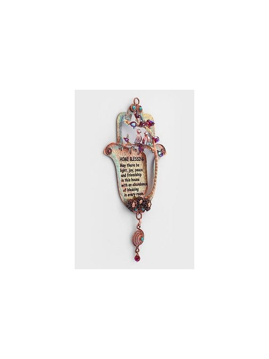 Hamsa en cuivre inspirée par la belle nature avec anglais, Gi de mariage juif