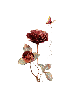 Special Two Red Roses 3D Sculpture with Butterfly , Jewish Wedding Gif