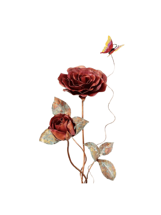 Sculpture 3D spéciale de deux roses rouges avec papillon, gif de mariage juif