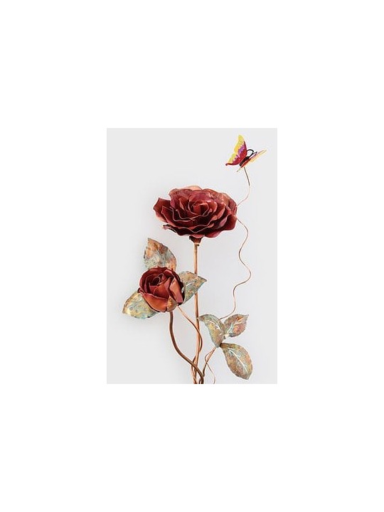 Sculpture 3D spéciale de deux roses rouges avec papillon, gif de mariage juif