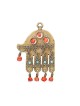 Ancient Brass Wall Good Luck Hamsa with Colored Beads... | Metal Hamsa