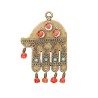 Ancient Brass Wall Good Luck Hamsa with Colored Beads... | Metal Hamsa