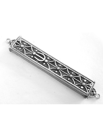 Unique and Square Yemenite Filigree Mezuzah Cover , Tu B'Av Gifts , Is
