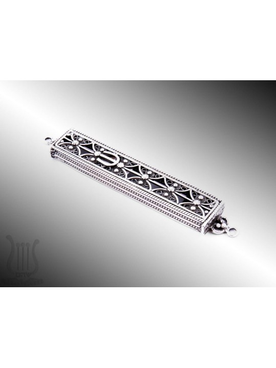 Unique and Square Yemenite Filigree Mezuzah Cover , Tu B'Av Gifts , Is