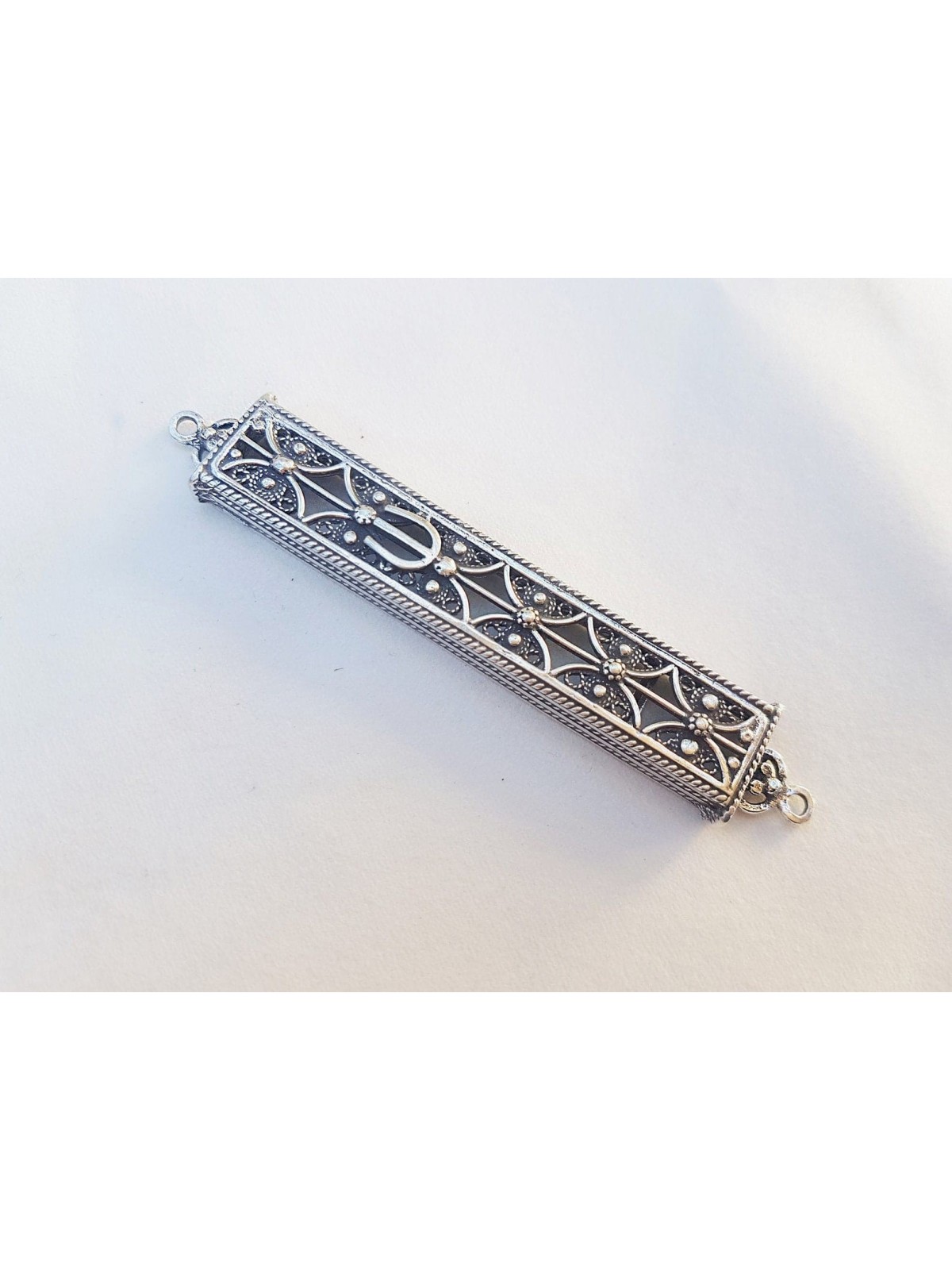 Unique and Square Yemenite Filigree Mezuzah Cover , Tu B'Av Gifts , Is