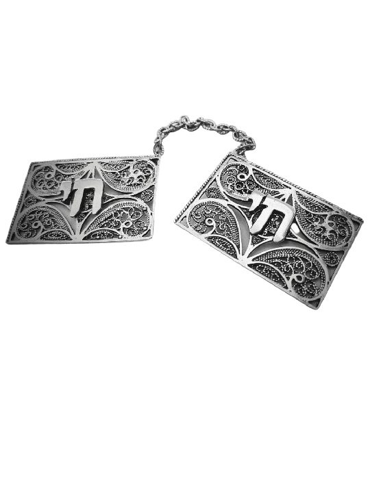 Traditional Filigree Silver Chai Tallit Holders , Passover Gifts , Isr