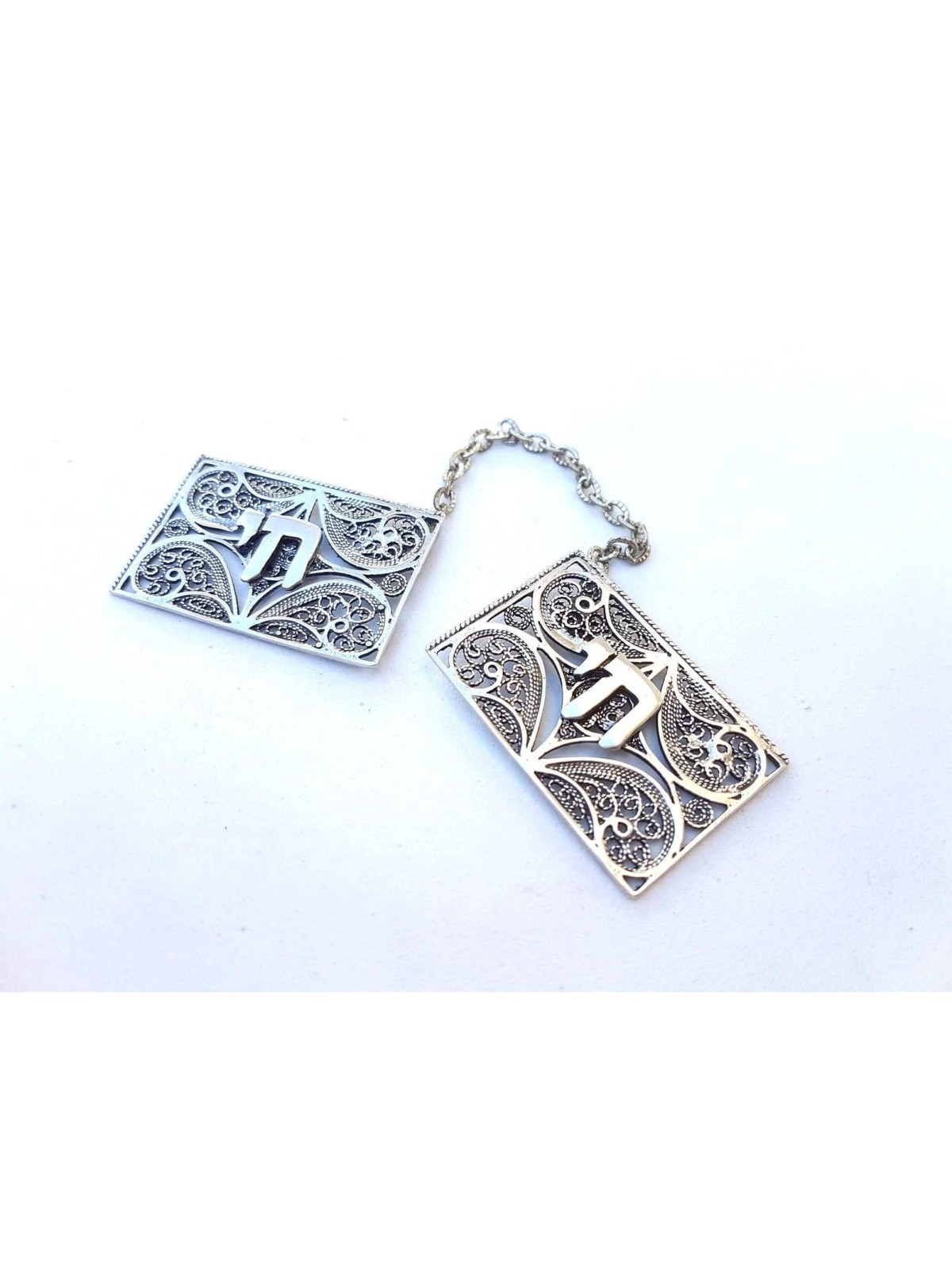 Traditional Filigree Silver Chai Tallit Holders , Passover Gifts , Isr