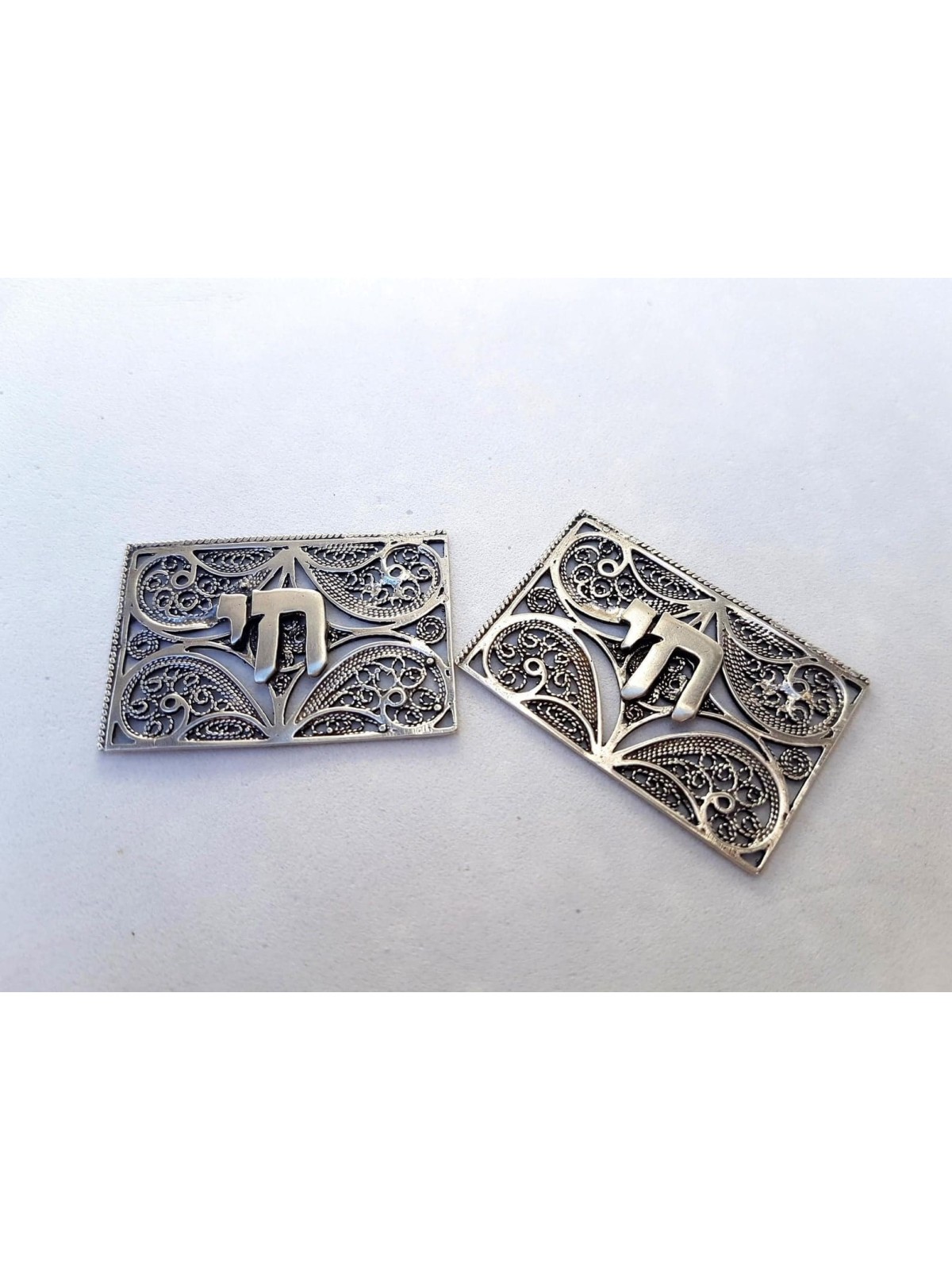 Traditional Filigree Silver Chai Tallit Holders , Passover Gifts , Isr