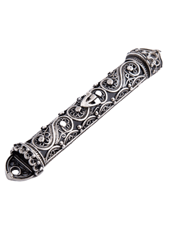 Yéménite Mini Special Mezuzah Case , Cadeaux Tu B'Av , Judaica israélien