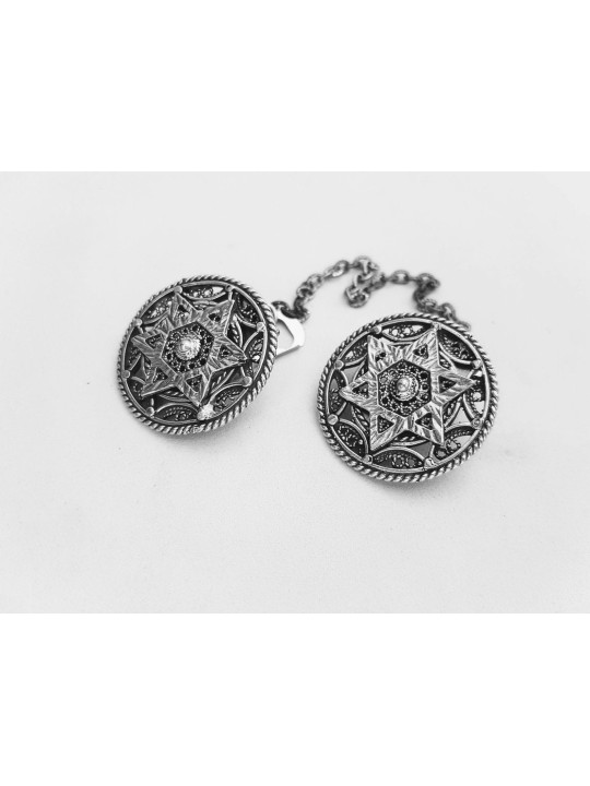 Silver Star of David Hexagonal Shape Tallit Clips , Passover Gifts , I