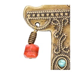 Ancient Brass Wall Good Luck Hamsa with Colored Beads... | Metal Hamsa