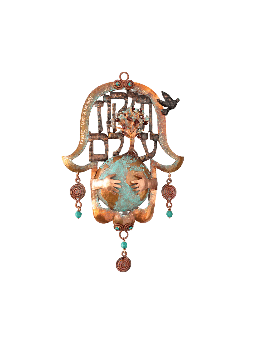 Beautiful 3D Hollow Hamsa - "Tikkun Olam" , Jewish Wedding Gifts , Isr