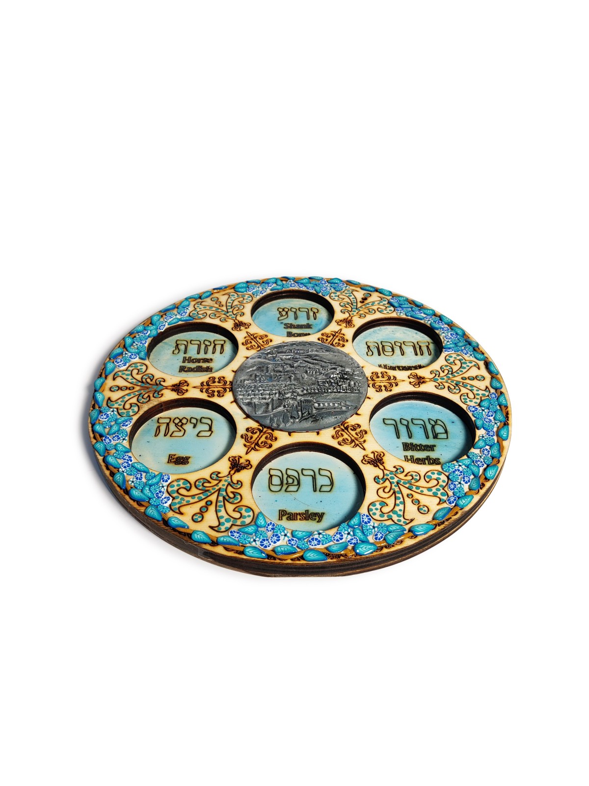 Assiette de Seder de Pâque d’arbre bleu et turquoise, cadeaux de Pâque, Israël