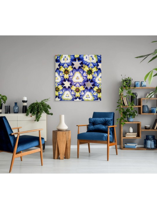 Étoile bleue et dorée de David peignant sur Pansy Flow, peintures juives