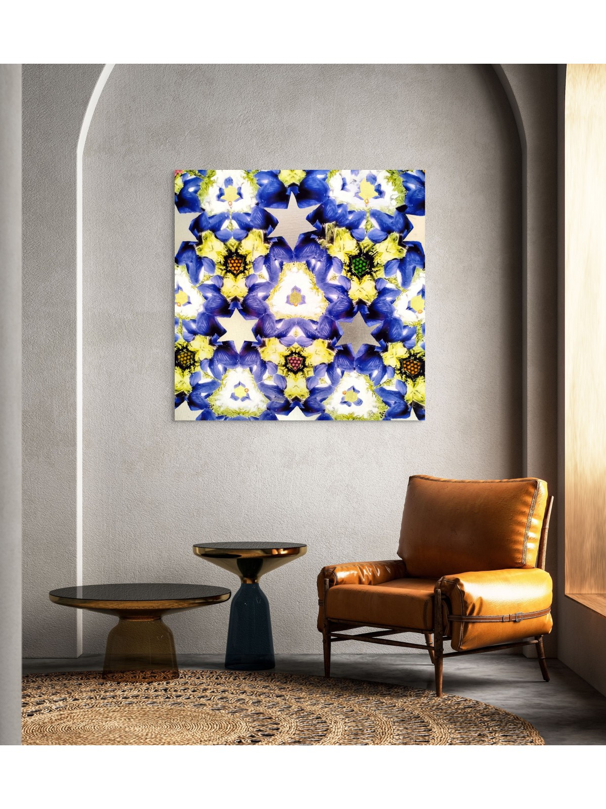 Blue and Gold Star of David Painting On Pansy Flow , Jewish Paintings