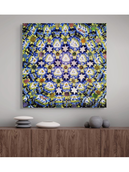 Peinture de fleurs de pensée avec étoile de David Symboliz, peintures juives