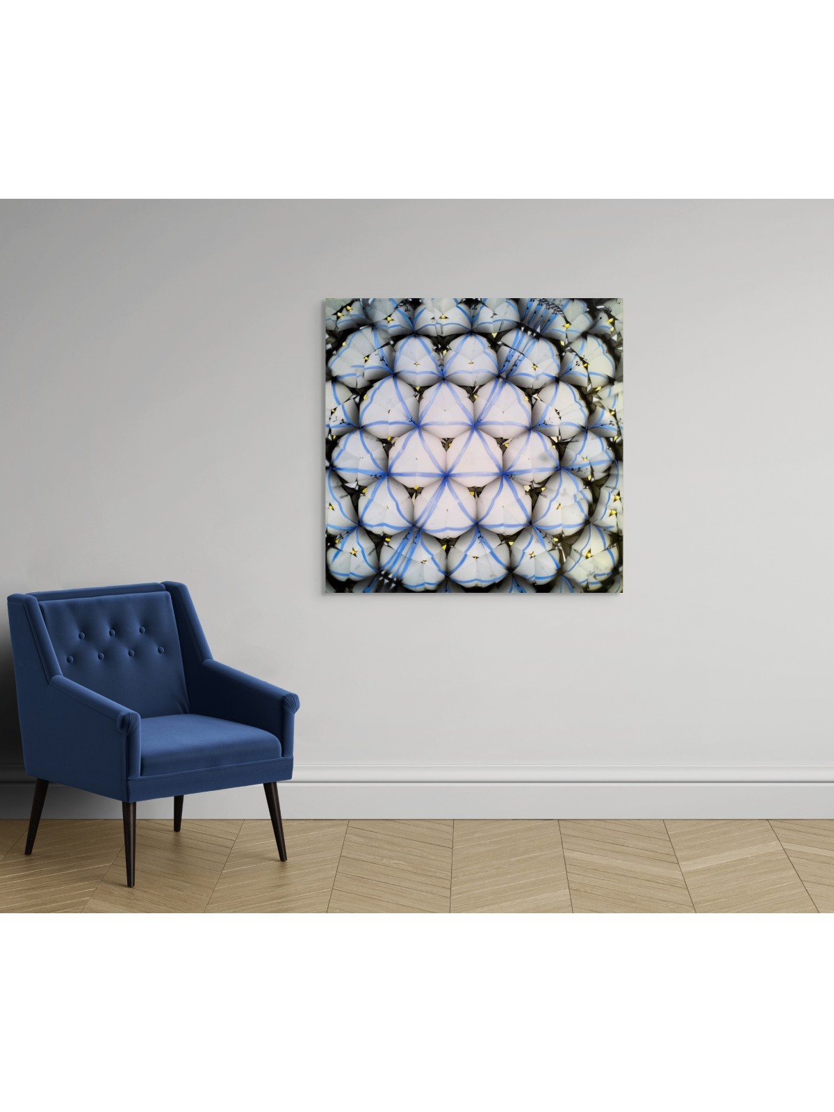 Blue Star of David Wall Art On White Almond Blosso , Jewish Paintings