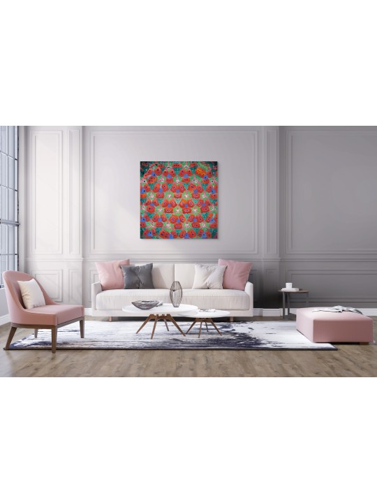 Peinture d'anémones rouges avec le massacre du 7 octobre Sayi, peintures juives