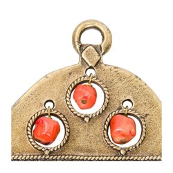 Ancient Brass Wall Good Luck Hamsa with Colored Beads... | Metal Hamsa