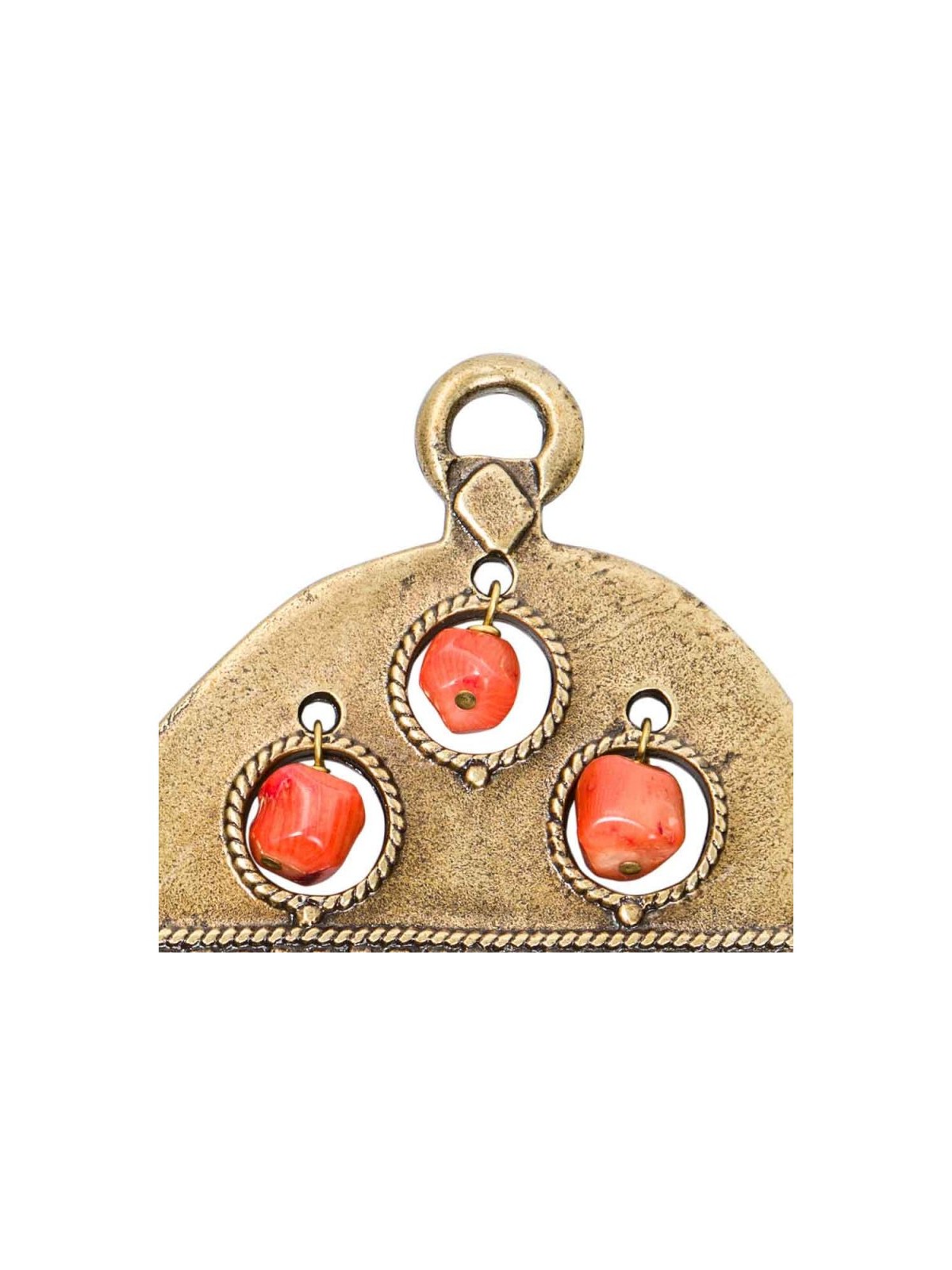 Ancient Brass Wall Good Luck Hamsa with Colored Beads... | Metal Hamsa