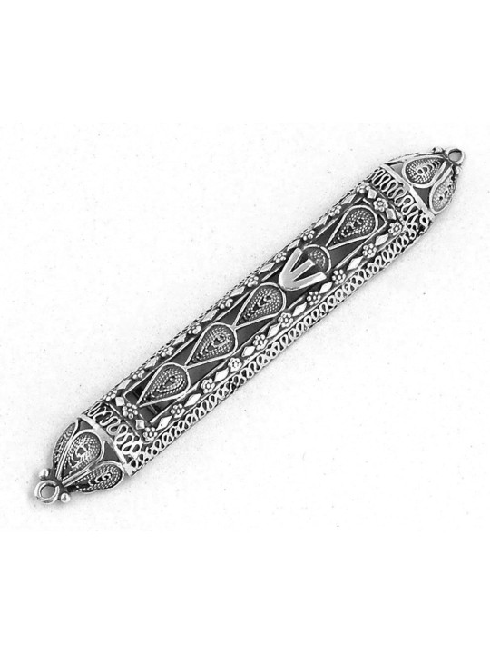 Couverture de Mezuzah en argent sterling inspirée de la nature, cadeaux Tu B'Av, Israël