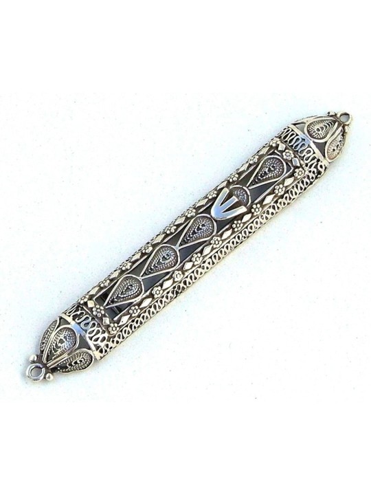 Couverture de Mezuzah en argent sterling inspirée de la nature, cadeaux Tu B'Av, Israël