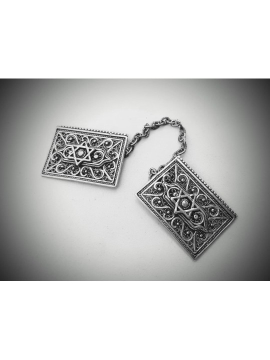 Traditional Square Sterling Silver Star of David T , Passover Gifts ,