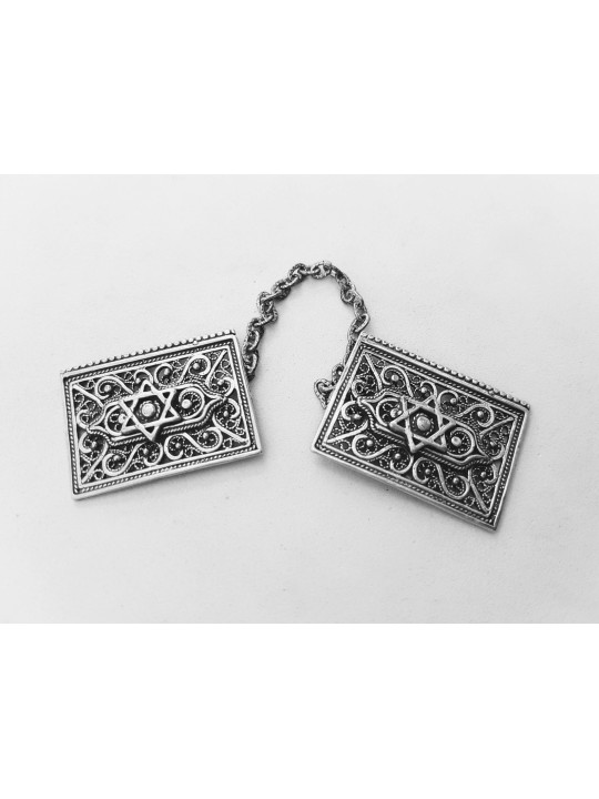 Étoile carrée traditionnelle en argent sterling de David T, cadeaux de Pâque,