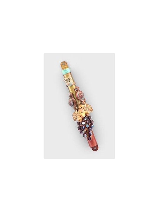 Magnificent Copper Mezuzah Case With Two Love Bird , Jewish Wedding Gi