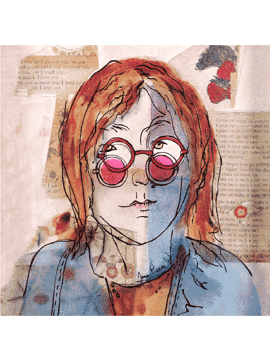 Portrait de John Lennon - Peinture 3D moderne , Cadeaux Tu B'Av , Ju israélien