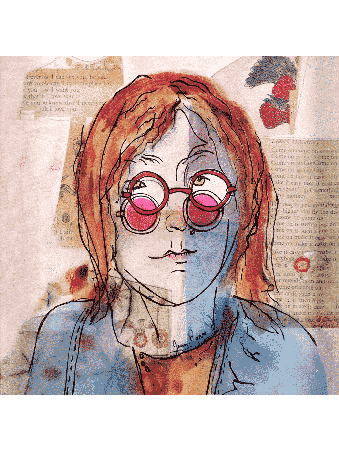 Portrait de John Lennon - Peinture 3D moderne , Cadeaux Tu B'Av , Ju israélien