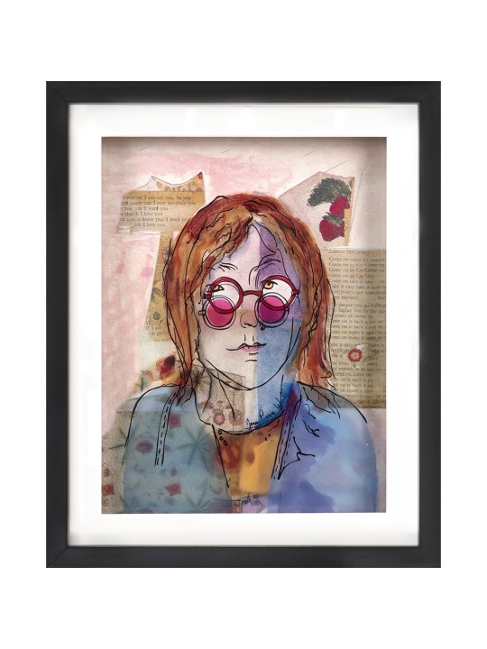 Portrait de John Lennon - Peinture 3D moderne , Cadeaux Tu B'Av , Ju israélien