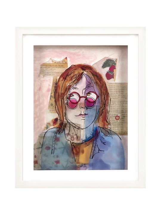 Portrait de John Lennon - Peinture 3D moderne , Cadeaux Tu B'Av , Ju israélien