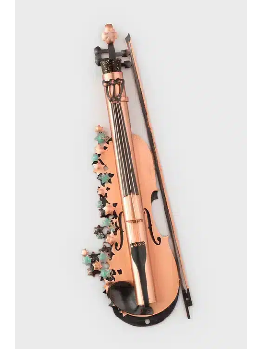 Mezuzah de violon en cuivre inhabituel avec étoile de David D, Gi de mariage juif