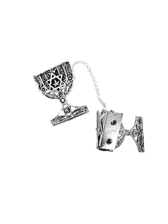 Sterling Silver Menorah Tallit Clips with Star Of  , Passover Gifts ,