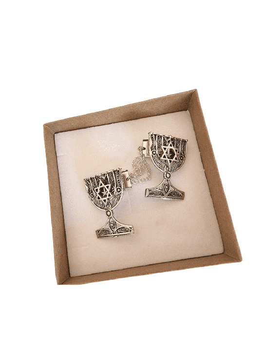 Clips de Talit Menorah en argent sterling avec étoile de, cadeaux de Pâque,
