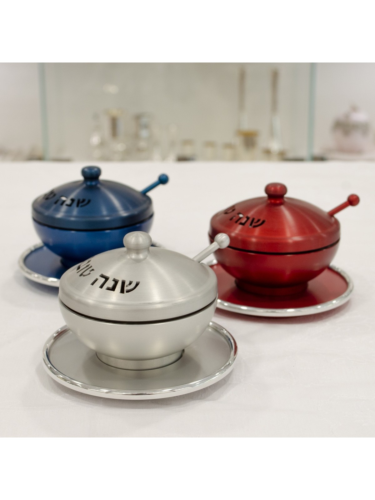Plat de miel coloré serti de bénédiction, plats de miel en aluminium, Israël