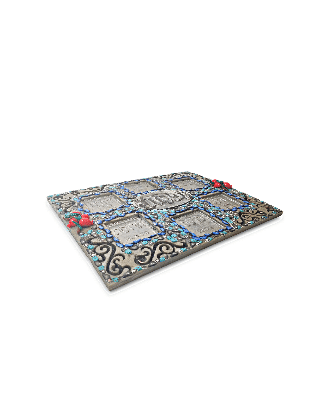 Plaque de Seder carrée grise en bois, cadeaux de Pâque, Judaica israélien