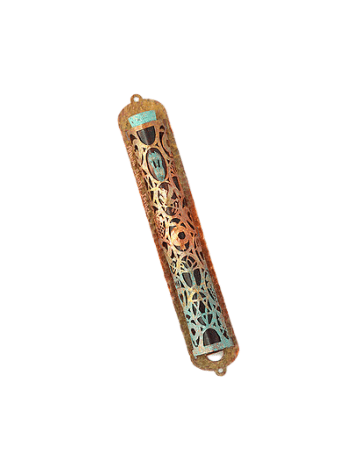 Magnificent Colorful Copper Mezuzah , Jewish Wedding Gifts , Israeli J