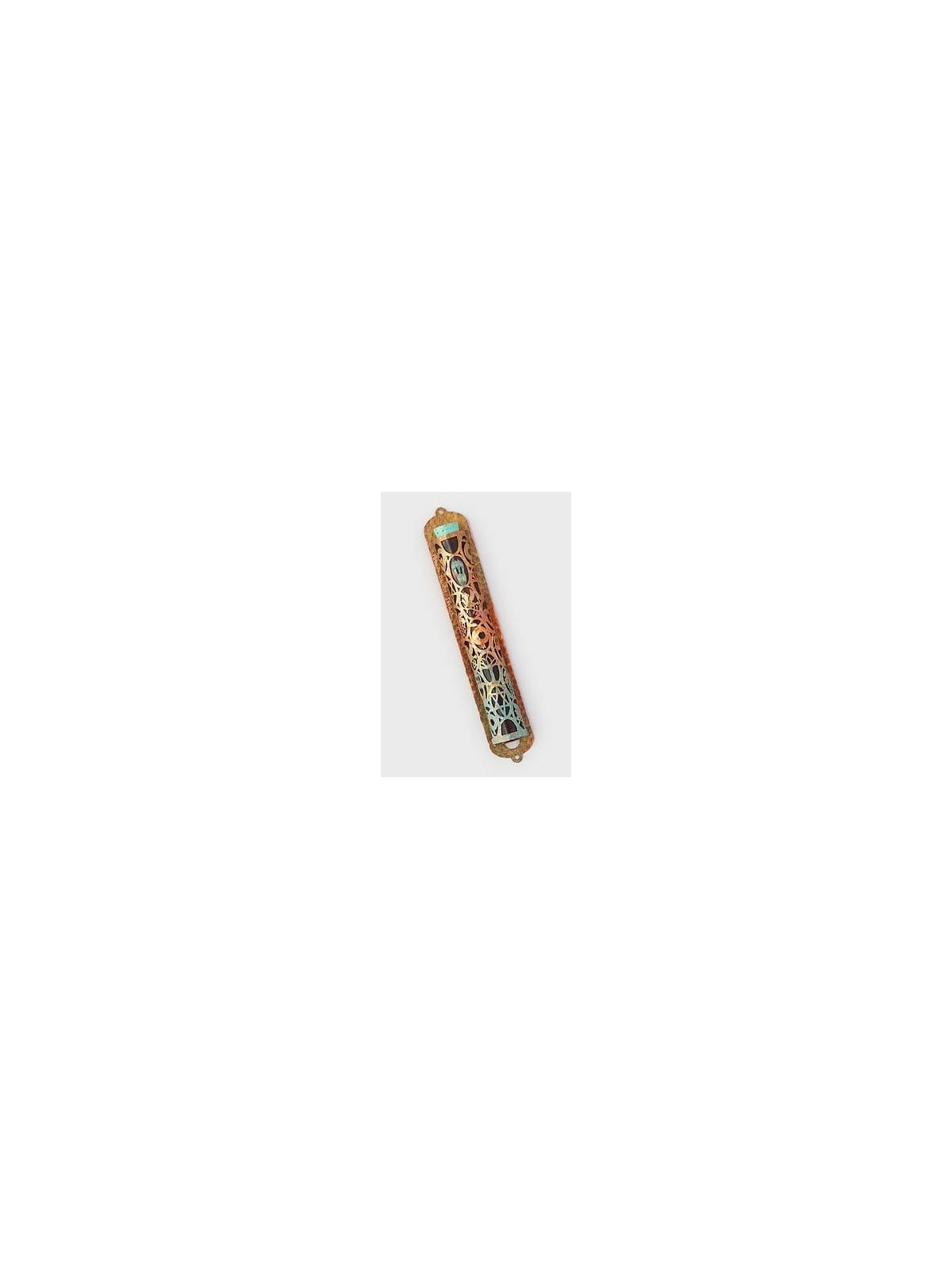 Magnificent Colorful Copper Mezuzah , Jewish Wedding Gifts , Israeli J