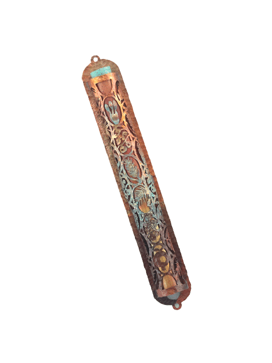 Mezuzah urbaine en cuivre avec coupe unique de sept espèces, grandes mezouzas,