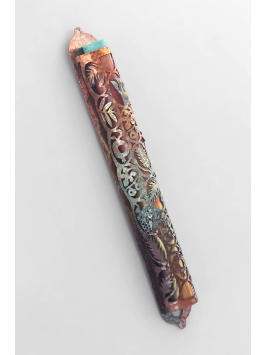 Mezuzah urbaine en cuivre avec coupe unique de sept espèces, grandes mezouzas,