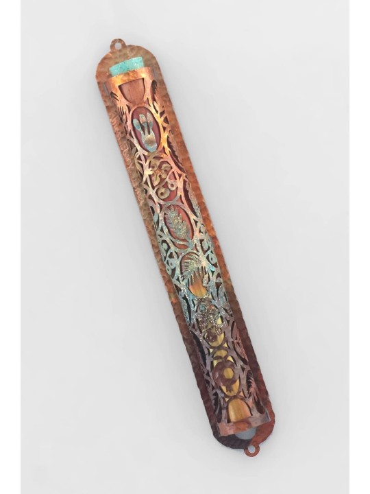 Mezuzah urbaine en cuivre avec coupe unique de sept espèces, grandes mezouzas,