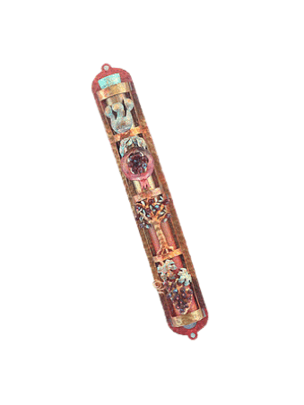 Beautiful Copper Mezuzah With Pomegranate, Tree &  , Jewish Wedding Gi