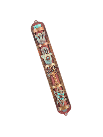 Beautiful Modern Copper Mezuzah Case With Jewish S , Jewish Wedding Gi