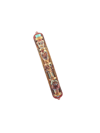 Copper Mezuzah Case With Jewish Protective Symbols , Jewish Wedding Gi
