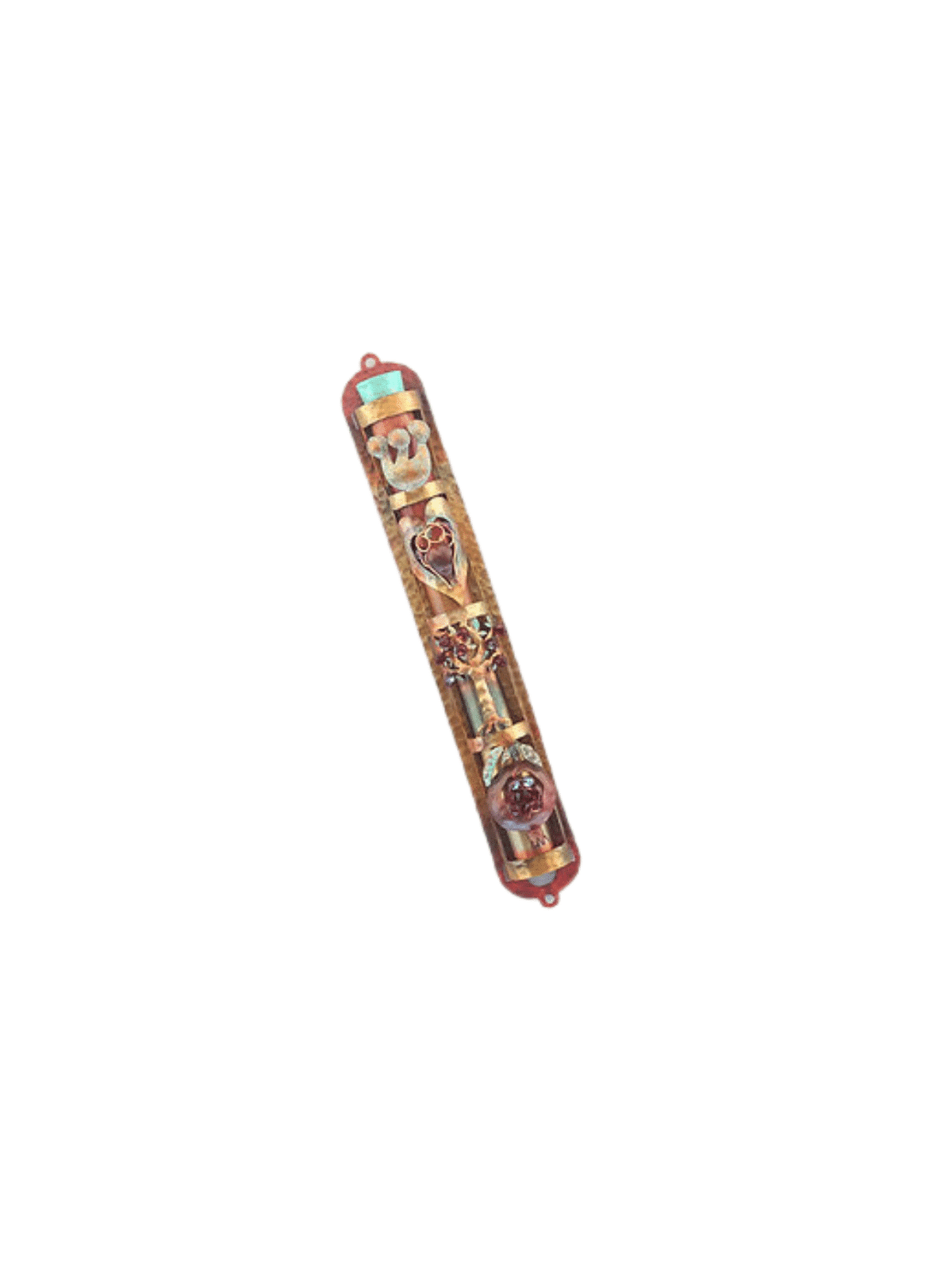 Copper Mezuzah Case With Jewish Protective Symbols , Jewish Wedding Gi