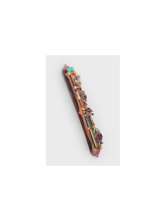Copper Mezuzah Case With Jewish Protective Symbols , Jewish Wedding Gi
