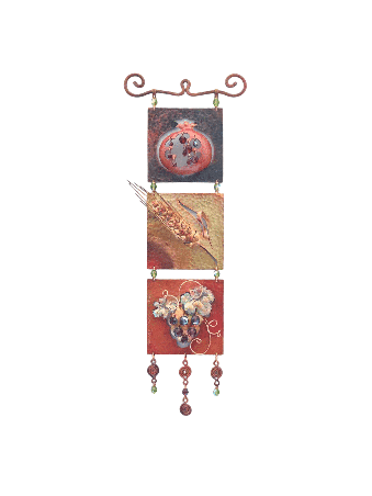 Detailed Copper Pomegranate, Wheat & Grapes Mobile , Tu B'Av Gifts , I